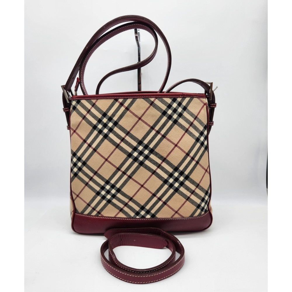 Burberry Red Crossbody Bag with Classic Check Pattern